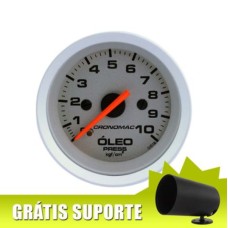 Manômetro de óleo Cronomac linha Racing 52mm 10kgf - GRÁTIS: Suporte de instrumento giratório 360°