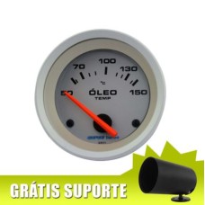 Termômetro de óleo linha Cronomac / SPA 60mm 150° - Mostrador prata - Mostrador prata - GRÁTIS: Suporte de instrumento giratório 360°