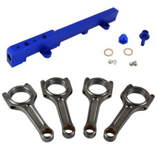 Biela forjada Super A 139mm 800cv para Honda K20A2/K20A3/K20Z1/K20Z3 (jogo com 4 unidades) + Flauta de combustível billet azul