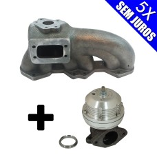 Coletor de escape para turbo VW Golf / Passat VR6 12V + Wastegate USA Prata