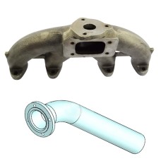 Coletor de escape para turbo VW AP 8V monofluxo T3 furação 